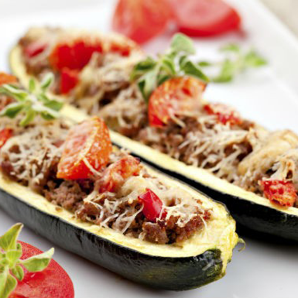 Courgete recheada de legumes