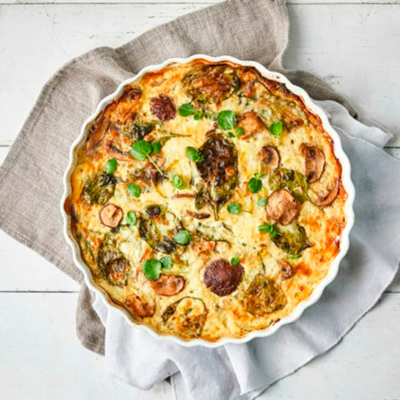 Quiche de bróculos c/ cogumelos frescos