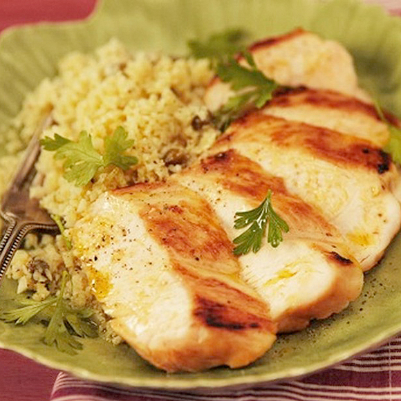 Bife de frango c/ couscous de couve-flôr