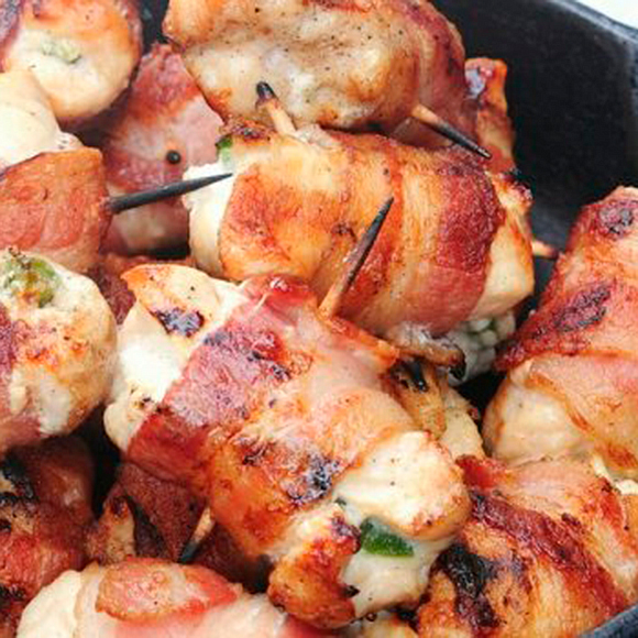 Rolinhos de peru e alheira c/ arroz primavera