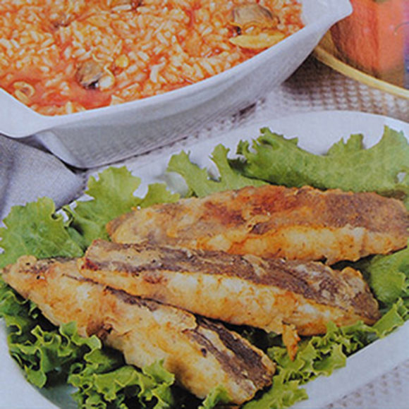 Solha frita c/ arroz de tomate