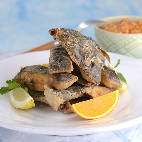 Solha frita c/ arroz de pimentos